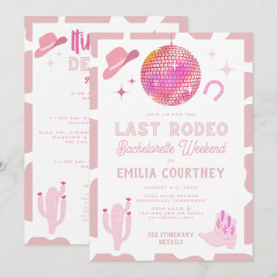 Convite Vaqueira de Disco Rosa Último Rodeio Fim de Semana