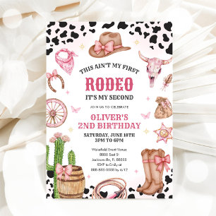 Convite Vaqueira de Rodeio Western Segundo Aniversário de 