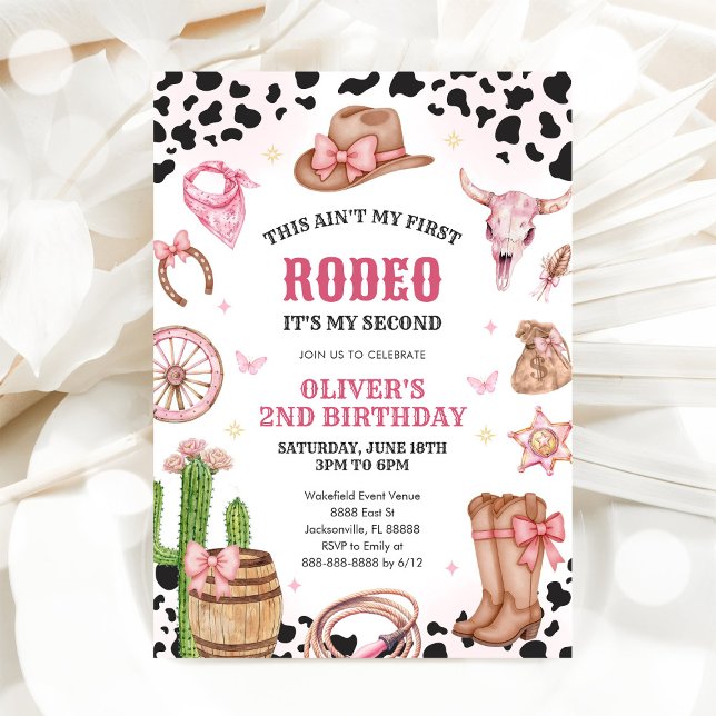 Convite Vaqueira de Rodeio Western Segundo Aniversário de  (Criador carregado)