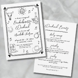 Convite Vaqueira do Disco Desenhada à Mão Festa de Despedi