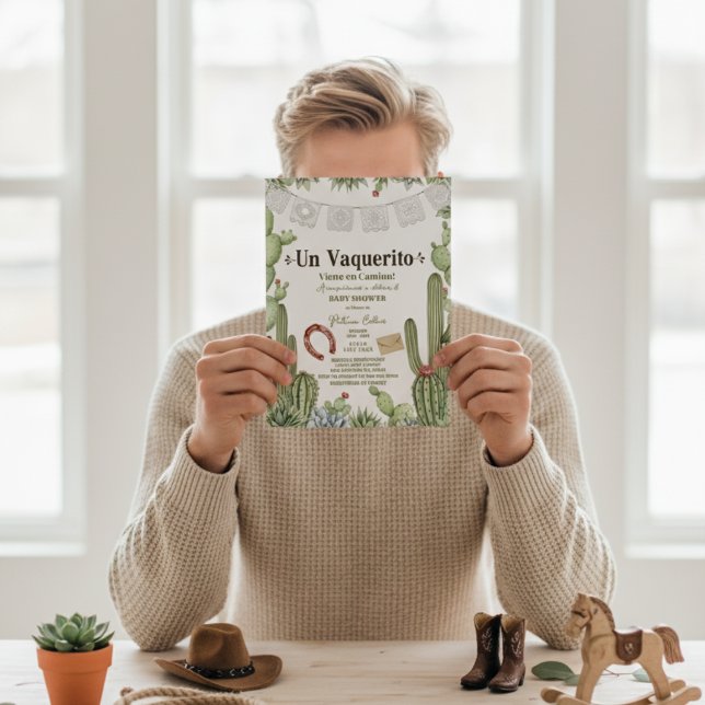 Convite Vaquerito en Camino Spanish cowboy baby shower (Criador carregado)