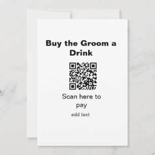 Convite varrido QR scan para pagar uma bebida ao noivo pad