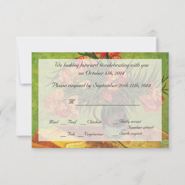 Convite Vase "Ainda viva" com Oleanders e Livros, Van Gogh (Frente)