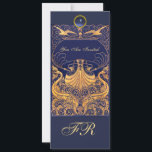 Convite Vaso Antigo,Golfinhos,Amarelo,Monograma Azul-Marin<br><div class="desc">Elegante e sofisticado design náutico em estilo vintage com uma pedra preciosa brilhante em 3D para colocar seu próprio texto como cartão de anúncio / cartões de lugar / cartões de save-the-date / cartões de agradecimento /, chuveiros de noiva, aniversários, festas, chuveiros de noivado, ou qualquer outro evento que você...</div>