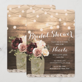Convite Vaso de Flores de Mason & Luzes Casamento Rústico 