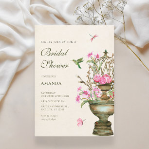 Convite Vaso de flores vintage buquê jardim chá de noiva