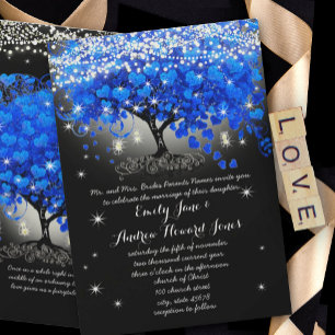 Convite Vaso de Pedra Royal Blue Heart Leaf Tree em Preto