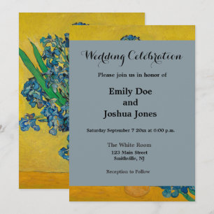 Convite Vaso de Van Gogh com Íris Impressionismo Clássico