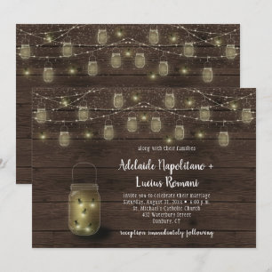 Convite Vasos de Mason com Vagalumes Luzes de Corda Casame