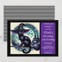 Vassoura de Gato Preto Bruxa Magia Halloween Anive
