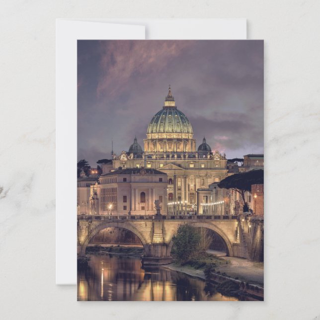 Convite Vatican night sky destination wedding Rome Italy (Frente)