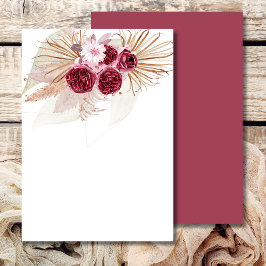 Convite Vazio Adiciona Sua Própria Grama Boho Burgundy