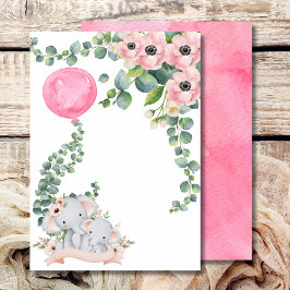Convite Vazio Adicionar Seu Próprio Balão Rosa Eucalyptus