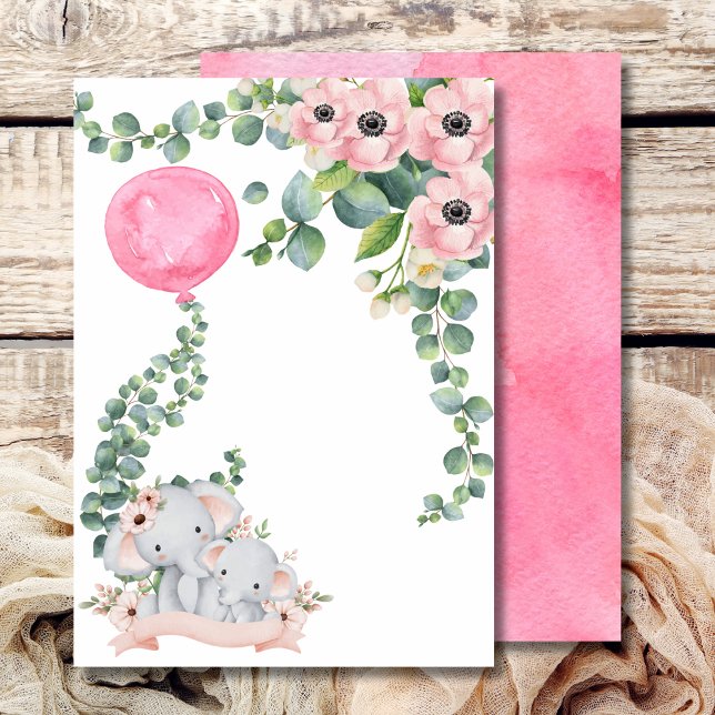 Convite Vazio Adicionar Seu Próprio Balão Rosa Eucalyptus (Criador carregado)