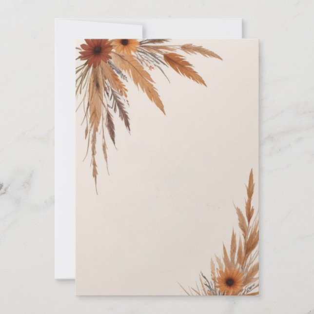 Convite Vazio de flores e gramíneas (Frente)