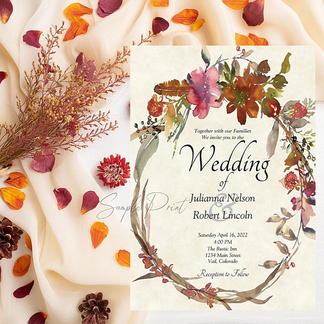 Convite Vazio do casamento floral Watercolor Boho (Criador carregado)