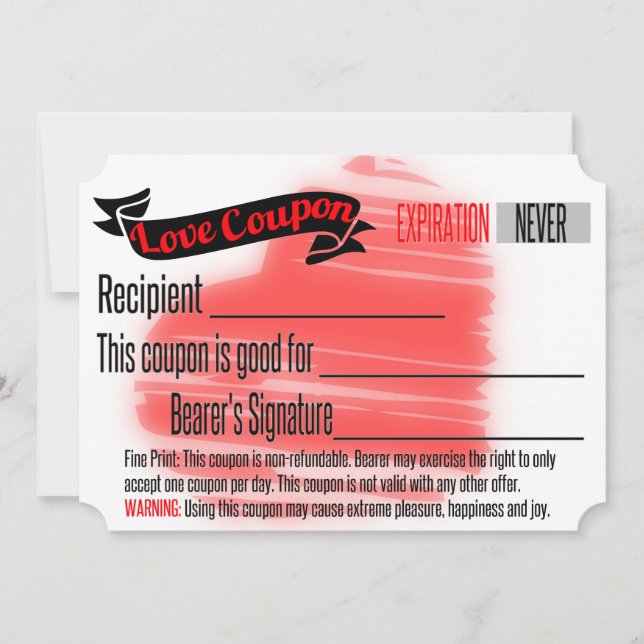 Convite Vazio do Cupão de Amor (Frente)