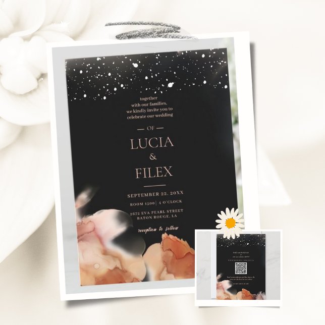 Convite Vazio Elegante E Casamento De Tinta Laranja (Criador carregado)