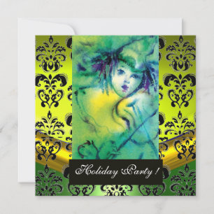 CONVITE VAZIO EM VERDE, AMARELO, NEGRO GEM MONOGRAMA