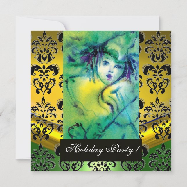 CONVITE VAZIO EM VERDE, AMARELO, NEGRO GEM MONOGRAMA (Frente)