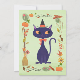 Convite Vazio Gato de Bruxas de Halloween