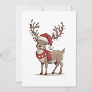 Convite Veado Animal Natal Veado Chapéu do Papai Noel Nata