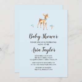 Convite Veado de Aquarela com Chá de fraldas de Cogumelos