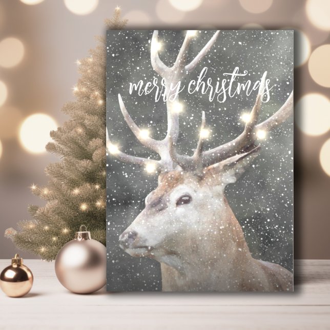 Convite Veado de Inverno Luzes Brilhantes Natal (Criador carregado)