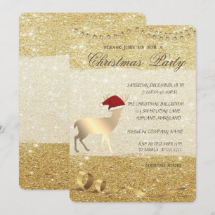 Convite Veado de Natal Elegante, Brilhante, Festa de Natal