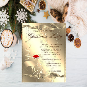 Convite Veado de Natal Elegante, Brilho, Festa de Natal