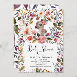 Convite veado e chá de fraldas floral