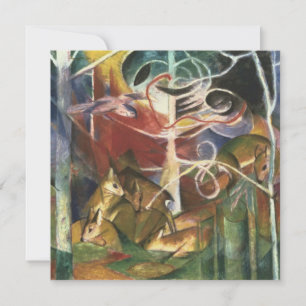 Convite Veado na Floresta por Franz Marc, Vintage Fine Art