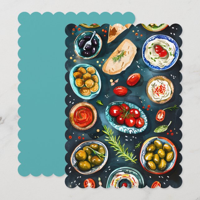 Convite Vegan Arabic do Médio Oriente Falafel Hummus (Frente/Verso)