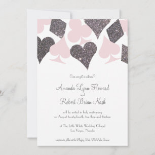 Convite Vegas Weds Blush Pink e Silver Faux Glitter