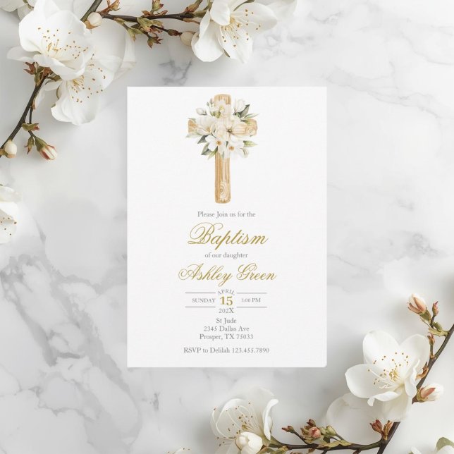 Convite Vegetação com cruz Batismo (Criador carregado)