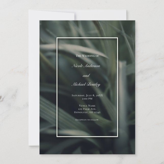 Convite Vegetação Rústica Grama de Primavera Casamento (Frente)