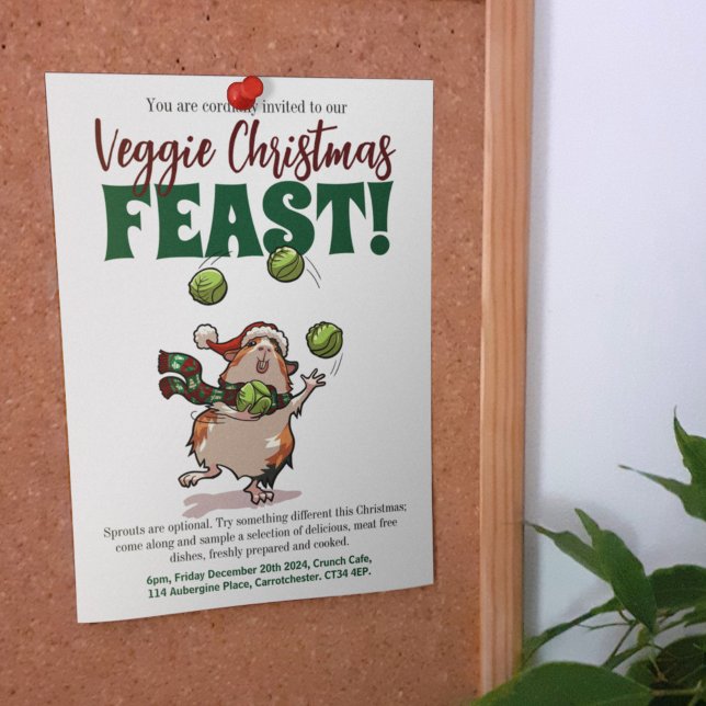 Convite Veggie Banquete de Natal Guiné Porcô Fazendo malab (Criador carregado)