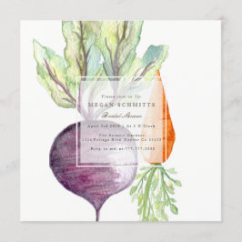 Convite Veggie Duo Beet & Carrot Watercolor Chá de panela