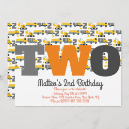 Convite Veículos de Construção Bomba de Aniversário Grande