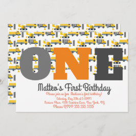 Convite Veículos de Construção Bomba de Aniversário Grande