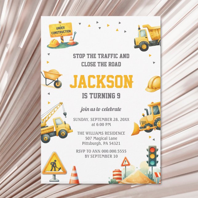 Convite Veículos De Construção Bombeiam Veículos De Escava (Criador carregado)