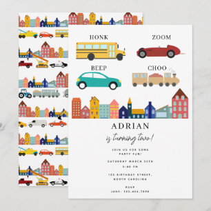 Convite Veículos de Transporte Urbano Caminhão Segundo Ani