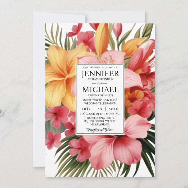 Convite VEJA O Casamento Tropical All-In-One (Frente)