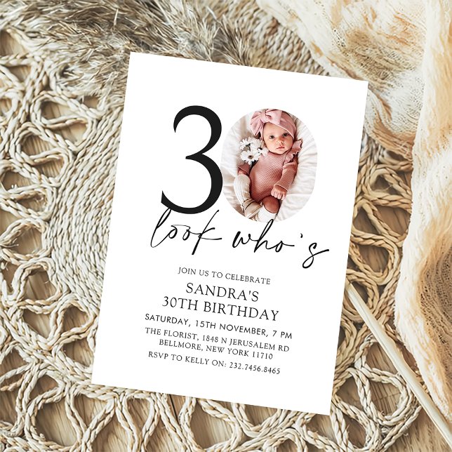 Convite Veja quem é 30 aniversário de 30 anos de fotos sim (Criador carregado)