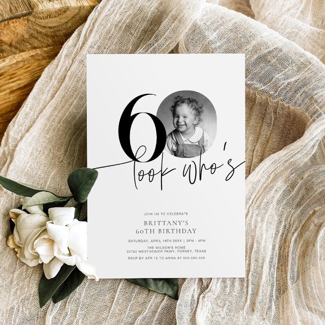 Convite Veja quem é 60 Foto Engraçada Simples 60º Aniversá (Criador carregado)