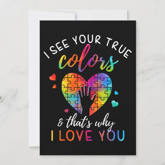 Convite Vejo Suas Verdadeiras Cores, Mundo de Puzzle Autis (Frente)