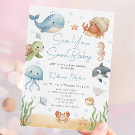 Convite Vejo Você em Breve Bebê Sob o Mar Chá de Bebê