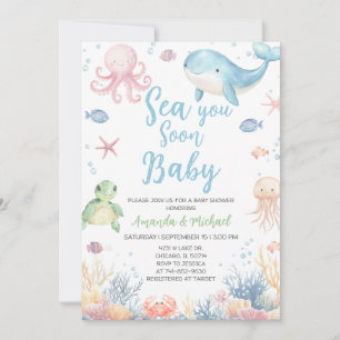 Convite Vejo Você Logo Bebê Debaixo do Mar Chá de Bebê