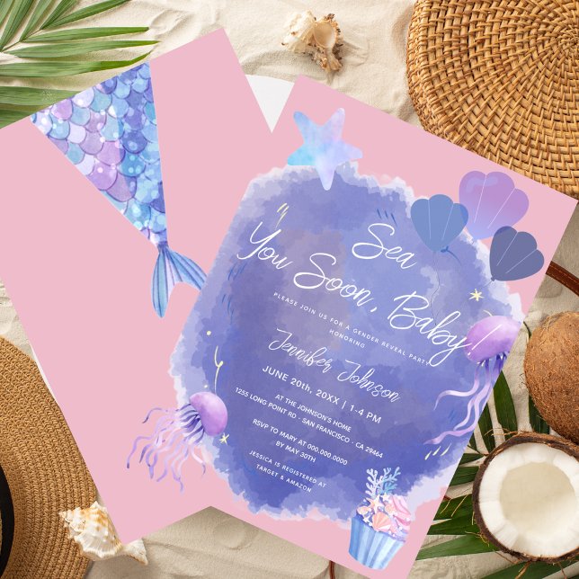 Convite Vejo Você Logo Bebê Festa de Bebê com Tema Oceano (Criador carregado)