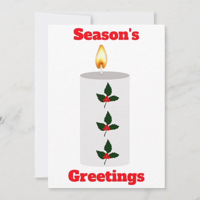 Convite Vela Branca de Saudações da Estação com Holly Card (Frente)